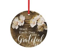 Inspirational Quotes Print Christmas Tree Hanging Ornament, Double-Sided Aluminum Round Pendant For Xmas Tree And Holiday