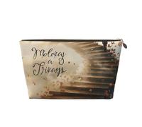 Inspirational Quotes Printed Toiletry Bag for Women Girl Portable Travel Cosmetic Bag Leather Makeup Pouch Organizer with Gold Zipper