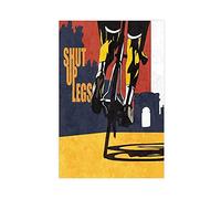 Inspirational Quotes Series Retro Styled Tour De France Cycling Illustration Poster Print SHUT UP LEGS Poster Canvas Poster Bedroom Decor Sports Landscape Office Room Decor Gift 24×36inch(60×90cm) Un