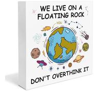 Inspirational Quotes Sign Decor We Live on a Floating Rock Wood Block Sign Motivational Home Dorm Room Decoration Gift
