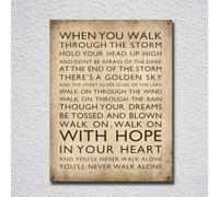 Inspirational Quotes Sign When You Walk Through The Storm And Dont Be Afraid Vintage Metal Sign Home Decor for Office School Livingroom Farmhouse Metal Plaque 8x12in