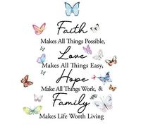 Inspirational Quotes Vinyl Wall Decal Stickers - Faith Makes All Things Possible, Love Makes Life Easy, Hope Works Wonders - Colorful Butterfly, 11.8''23.6''