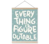 Inspirational Quotes Wall Art, "Everything is Figureoutable" Hanging Motivational Posters with Wooden Frame and Hanging Rope Positive Affirmation Gifts for Bedroom, Office, Girls Room Decor (40x30cm)