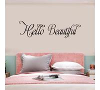 Inspirational Quotes Wall Decals for Bathroom: Mirror Women Beauty Makeup Positive Vinyl Art Wall Stickers - Bedroom Girls Room Spa Wall Decor - Hello Beautiful 35" X 9.8"
