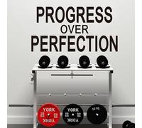 Inspirational Quotes Wall Decals for Classroom: Motivational Positive Vinyl Art Wall Stickers for Office School Bedroom - Progress Over Perfection 28.6" X 15"