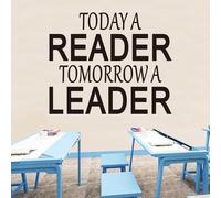 Inspirational Quotes Wall Decals for Classroom: Motivational Vinyl Art Wall Stickers for Library School - Today a Reader Tomorrow a Leader 30" X 25"