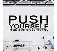 Inspirational Quotes Wall Decals for Gym: Office Motivational Positive Vinyl Art Wall Stickers for Bedroom Living Room Classroom School - Push Yourself 32" X 12.5"