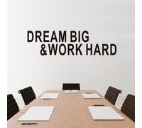 Inspirational Quotes Wall Decals for Office: Motivational Positive Vinyl Art Wall Stickers for Bedroom Classroom School Coffee Room - Dream Big & Work Hard 35" X 9.8"