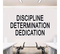 Inspirational Quotes Wall Stickers for Office: Motivational Gym School Classroom Garage Bedroom Vinyl Art Wall Decals - Discipline Determination Dedication 28.6" X 15"