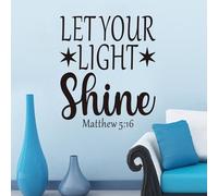 Inspirational Quotes Wall Stickers for Office: Motivational Gym School Classroom Garage Bedroom Vinyl Art Wall Decals - Let Your Light Shine 15" X 18"
