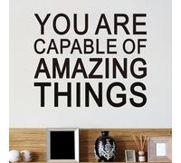 Inspirational Quotes Wall Stickers for Office: Motivational Gym School Classroom Garage Bedroom Vinyl Art Wall Decals - You are Capable of Amazing Things 30" X 25"