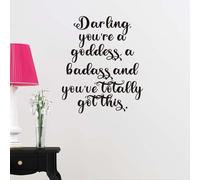 Inspirational Quotes Wall Stickers for Women: Motivational Bedroom Bathroom Living Room Kitchen Office Gym Vinyl Art Wall Decals - Darling You're a Goddess 15" X 18"