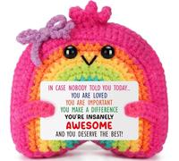 Inspirational Rainbow Gifts for Women Men Birthday, Positive Emotional Handmade Crochet for Friend Coworker Teen Student, Get Well Feel Better Gift, Cheer Up Office Christmas Stocking Stuffer Decor