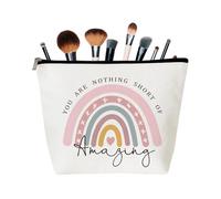 Inspirational Rainbow Makeup Bag, Printed Canvas Cosmetic Bag, Personalized Inspirational Gifts, Small Birthday Gifts for Women Mom, Bride, Teacher, Bridesmaid Cosmetic Bag(Rainbow)