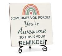 Inspirational Rainbow Wood Plaque Sign Positive Affirmations Desk Decor Motivational Gifts for Women Man Decorative Wooden Sign with Iron Stand Encouragement Home Office Decor for Desk Table Shelf