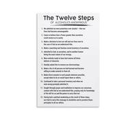 Inspirational Recovery Poster The 12 Steps Principles Canvas Wall Art for Sobriety Healing Personal Growth Home Office Meeting Room Decor(Unframed,08x12inch(20x30cm))
