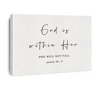 Inspirational Religious Christian Gifts for Women God Is Within Her She Will Not Fall Bible Verse Wall Decor Thanksgiving Birthday Gift for Women Canvas Painting Posters 12”X15” (Framed)