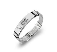Inspirational Religious One Day At A Time Healing Bracelet - Personalised Custom Engraved Stainless Steel Prayer Hand Quote Wristband, Positive Serenity Protection Jewellery Gifts for Women Men