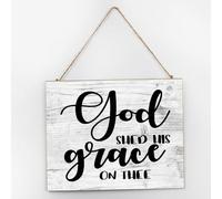 Inspirational Room Decor Wood Sign God Shed His Grace on Thee Cute Wall Art Wood Plaque Sign 10x12 Inch Wooden Hanging Signs Home Decor for Bedroom Porch