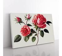 Inspirational Rose Flowers Canvas Wall Art Print Ready to Hang, Framed Picture for Living Room Bedroom Home Office Décor, 50x35 cm (20x14 Inch)