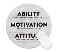 Inspirational Round Mouse Pad, Ability Motivation Attitude Mousepad for Desk, Small Mouse Mat with Non-Slip Rubber Base, Employee Appreciation Gifts, Office Encouraging Gifts for Coworker