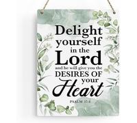 Inspirational Scripture Wall Art Verses Psalm 37:4 Wall Decor Wall Art Decor Prayer Room Decor Religious Gifts Hanging Sign For Home Office Nursery Bathroom Decoration Gift For Women Men 8x12 Inch