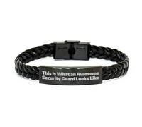 Inspirational Security Guard Gifts, Interlaced Leather Bracelet, 'This Is What An Awesome Security Guard Looks Like', Father's Day Unique Gifts from Men to Security Guard
