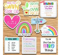 Inspirational Self-Care Sticker Pack, 10 Pieces, Motivational Mental Health Quotes, Rainbow Designs