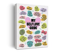 Inspirational Self Love Poster Canvas Wall Art for Home Decor - Positive Daily Affirmations My Self Love Guide Canvas Print Wall Art Painting Ready to Hang Gifts - Easel & Hanging Hook 12x15 Inch