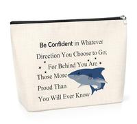 Inspirational Shark Gifts for Teen Girls Makeup Bag for Women Shark Theme Gift for Friend Sister Daughter Animal Bag Shark Week Gifts Graduation Christmas Birthday Presents Travel Cosmetic Pouch