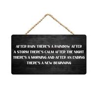 Inspirational Sign - After Rain There'S A Rainbow After A Storm There'S Calm After The Night There'S A Morning - Wooden Hanging Sign Plaque Rustic Wall Art Decor For Home Door Bedroom 15x30 CM