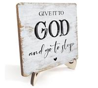 Inspirational Sign Rustic Desk Decor Decorative Christian Gifts Religious Bible Verse Faith Decoration for Home Farmhouse Office Table Shelf Tiered Tray Plaque with Wood Stand