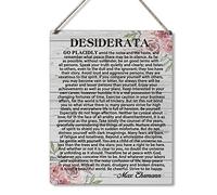 Inspirational Signs Gift Farmhouse Desiderata Go Placidly Amid the Noise and the Haste Wooden Hanging Sign Rustic Wall Art Home Living Room Decoration 10 x 8 Inches
