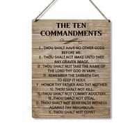 Inspirational Signs Gift Farmhouse the Ten Commandments Thou Shalt Have No Other Gods Before Me Wooden Hanging Sign Rustic Wall Art Home Office Living Room Decoration 10 x 8 Inches