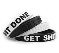 Inspirational Silicone Wristbands for Adults with Custom Embossed Motivational Sayings Get Done. Perfect Inspiration for Fitness, Basketball, Crossfit, Workout & Task
