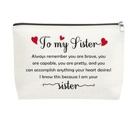 Inspirational Sister Gift Sister Gifts from Sisters Makeup Bag Sisters Birthday Gift Valentines Mothers Day Graduation Gifts for Big Sis Bestie Friendship Gifts for Friend Toiletry Organizer Bag