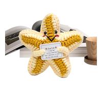 Inspirational Starfish Plush - Knitted Soft Wool Cotton Stuffed Toy, Yellow White Cute Positive, Gentle Huggable Shape | Uplifting Knit Plush Companion For Children School Bag Ornament Birthday