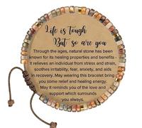 Inspirational Stone Bracelet for Women - Meaningful Friendship Gifts for Women - "Life is Tough But So Are You" Natural Stone Wristband, Encouragement Gifts for Ladies, Girls - Birthday/Christmas