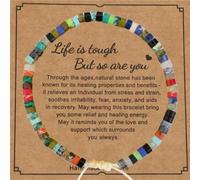 Inspirational Strength Bracelet,Natural Stone Adjustable Beaded Bracelet for Women,"Life is Tough But So Are You",Motivational & Healing Gift for Friends,Sisters,Recovery & Anxiety Relief (Color)