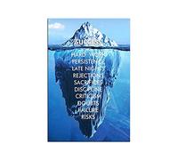Inspirational Success Blue Iceberg Motivation Canvas Wall Art Print Poster For Home school Office Decor Ready to Hang (16''W x 24''H)