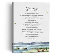 Inspirational Success Poem By Ralph Waldo Emerson Canvas Painting Framed Wall Art Decor for Living Room Bedroom, Rustic Watercolor Art Canvas Poster Print Decorative Gift