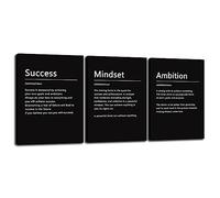 Inspirational Success Wall Art Mindset Ambition Noun Poster 3 Pieces Canvas Office Decor Inspiring Framed Prints Motivational Quotes Wall Art Decor Living Room Gym Ready to Hang[36''Wx 16''H]