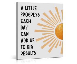 Inspirational Sunshine Canvas Wall Art a Little Progress Each Day Print Painting Mental Health Wall Decor for Classroom Home Bedroom 8x10 Inches Framed