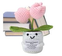 Inspirational Support Plant - Knitting Doll Flower | Handmade Crochet Potted Bloom With Positive Card, Uplifting Gift For Desk, Home, Car Or Office, Thoughtful Support Token For Friends And Family, De