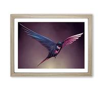 Inspirational Swallow Bird Framed Print | A3 Oak Framed Wall Art | Ready to Hang | Modern Positive Affirmations Picture | Living Room Bedroom Lounge Office