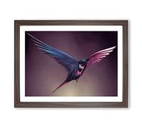 Inspirational Swallow Bird Framed Print | A3 Walnut Framed Wall Art | Ready to Hang | Modern Positive Affirmations Picture | Living Room Bedroom Lounge Office