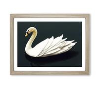 Inspirational Swan Framed Wall Art Print A2 Oak