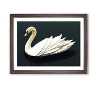 Inspirational Swan Framed Wall Art Print A2 Walnut