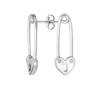 Inspirational Symbol Paper Clip Love Lock Drop Sweet Heart Safety Pin Earrings Stud For Women Teen .925 Sterling Silver