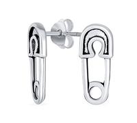 Inspirational Symbol Support For displaced people Punk Rock Biker Jewelry Safety Pin Stud Earrings For Women Teen Oxidized .925 Sterling Silver
